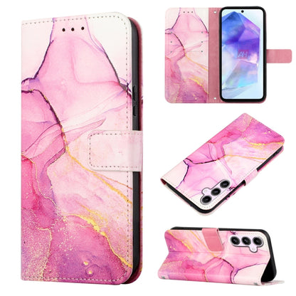 For Samsung Galaxy A55 PT003 Marble Pattern Flip Leather Phone Case(Pink Purple Gold) by buy2fix