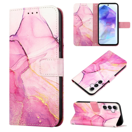 For Samsung Galaxy A55 PT003 Marble Pattern Flip Leather Phone Case(Pink Purple Gold) by buy2fix