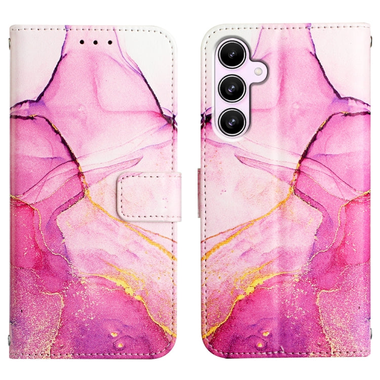 For Samsung Galaxy A55 PT003 Marble Pattern Flip Leather Phone Case(Pink Purple Gold) by buy2fix