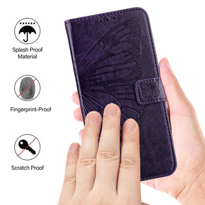 For Xiaomi 14 5G Global Embossed Butterfly Leather Phone Case(Dark Purple) - Xiaomi Cases by buy2fix | Online Shopping UK | buy2fix