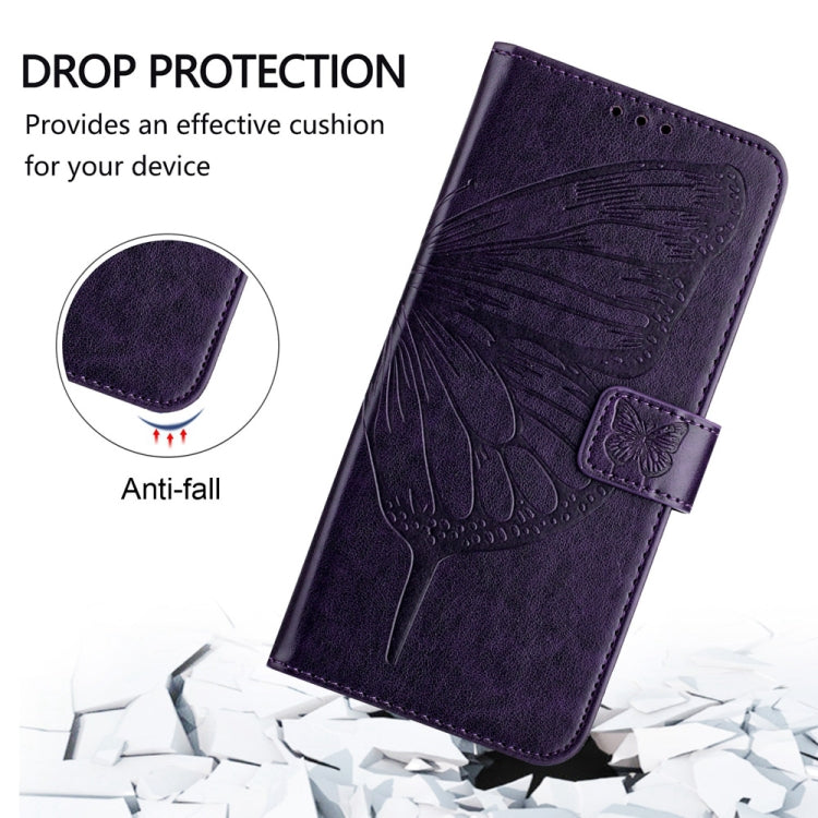 For Xiaomi 14 5G Global Embossed Butterfly Leather Phone Case(Dark Purple) - Xiaomi Cases by buy2fix | Online Shopping UK | buy2fix