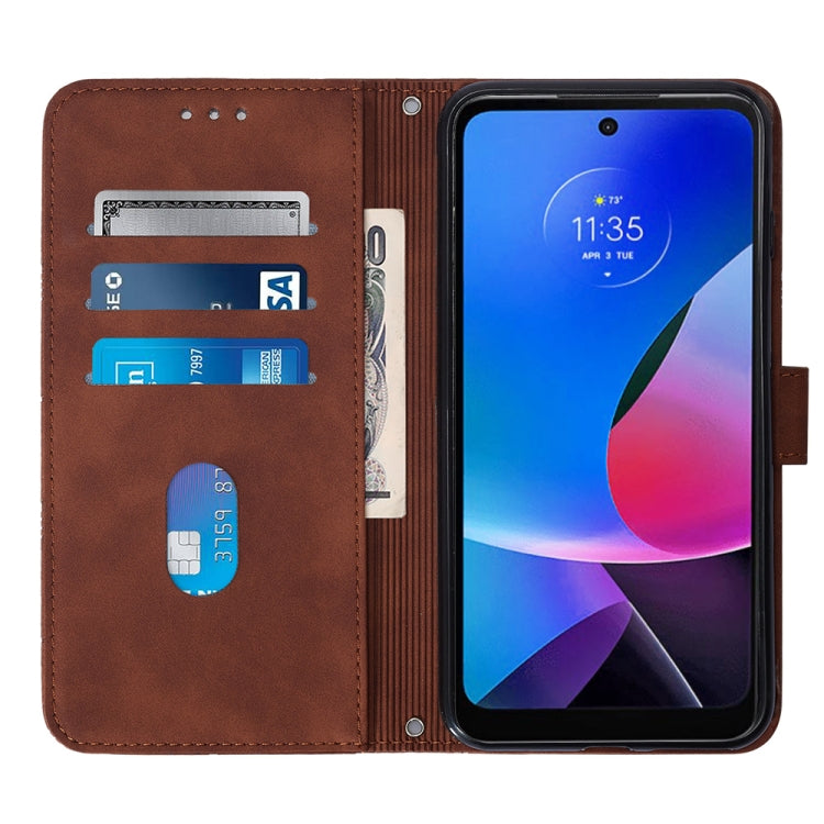 For Motorola Moto G Play 4G 2024 Crossbody 3D Embossed Flip Leather Phone Case(Brown) by buy2fix