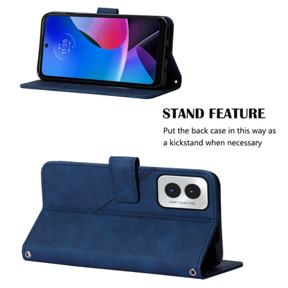 For Motorola Moto G Play 4G 2024 Crossbody 3D Embossed Flip Leather Phone Case(Blue) by buy2fix