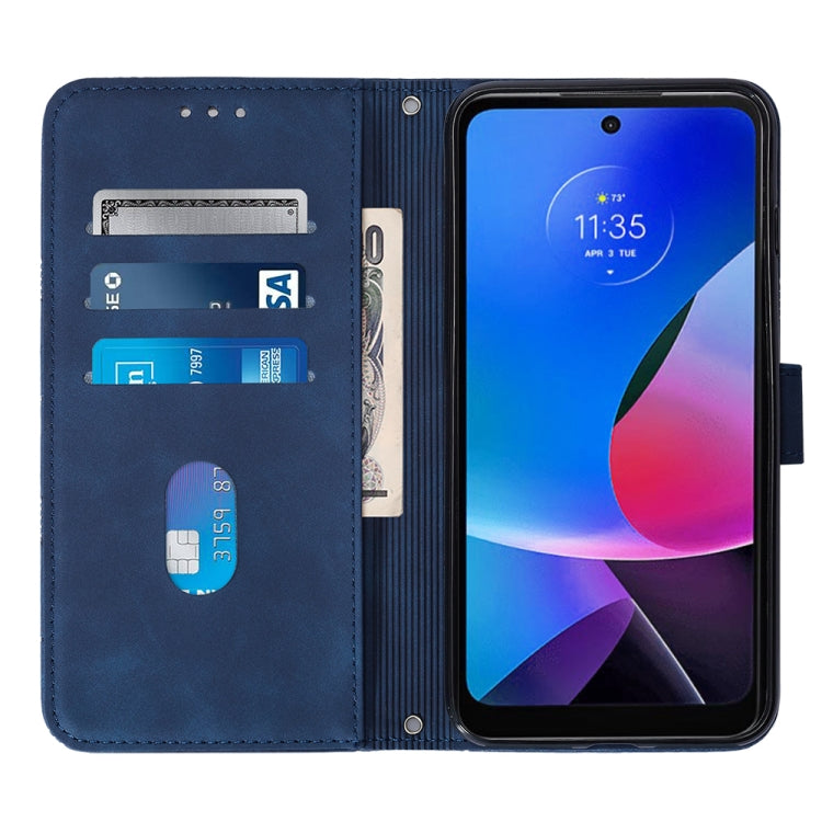 For Motorola Moto G Play 4G 2024 Crossbody 3D Embossed Flip Leather Phone Case(Blue) by buy2fix