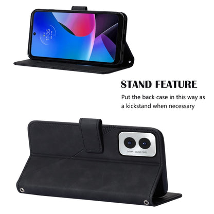 For Motorola Moto G Play 4G 2024 Crossbody 3D Embossed Flip Leather Phone Case(Black) by buy2fix