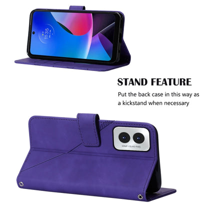 For Motorola Moto G Play 4G 2024 Crossbody 3D Embossed Flip Leather Phone Case(Purple) by buy2fix