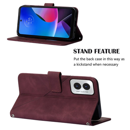 For Motorola Moto G Play 4G 2024 Crossbody 3D Embossed Flip Leather Phone Case(Wine Red) by buy2fix