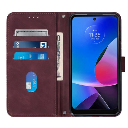 For Motorola Moto G Play 4G 2024 Crossbody 3D Embossed Flip Leather Phone Case(Wine Red) by buy2fix