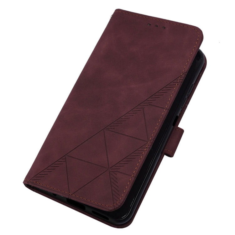 For Motorola Moto G Play 4G 2024 Crossbody 3D Embossed Flip Leather Phone Case(Wine Red) by buy2fix