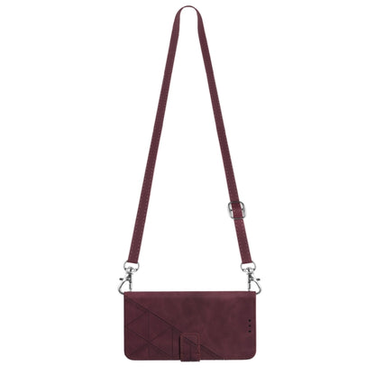 For Motorola Moto G Play 4G 2024 Crossbody 3D Embossed Flip Leather Phone Case(Wine Red) by buy2fix
