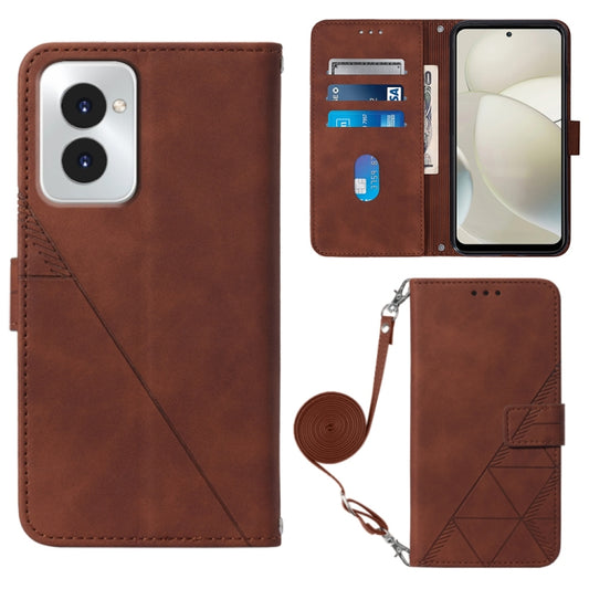 For Motorola Moto G Power 5G 2024 Crossbody 3D Embossed Flip Leather Phone Case(Brown) by buy2fix