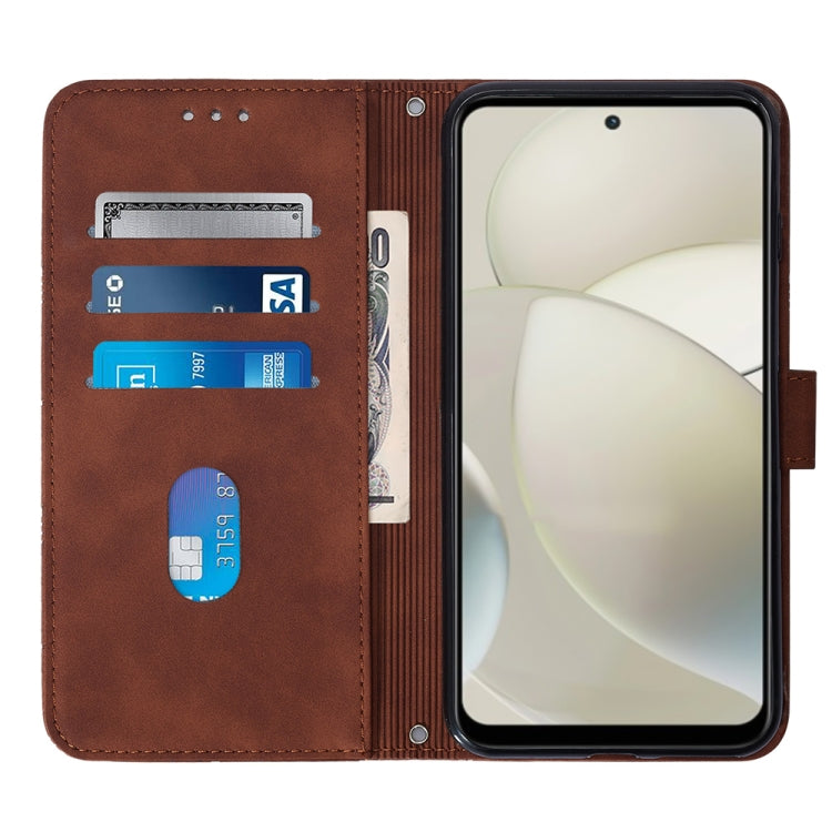 For Motorola Moto G Power 5G 2024 Crossbody 3D Embossed Flip Leather Phone Case(Brown) by buy2fix