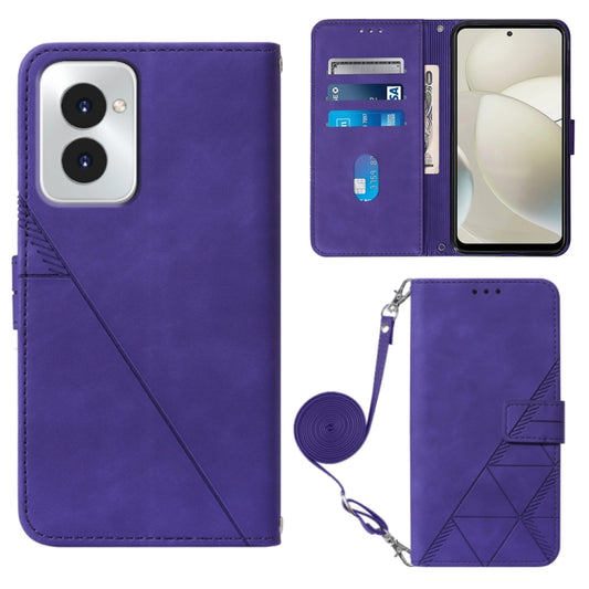 For Motorola Moto G Power 5G 2024 Crossbody 3D Embossed Flip Leather Phone Case(Purple) by buy2fix