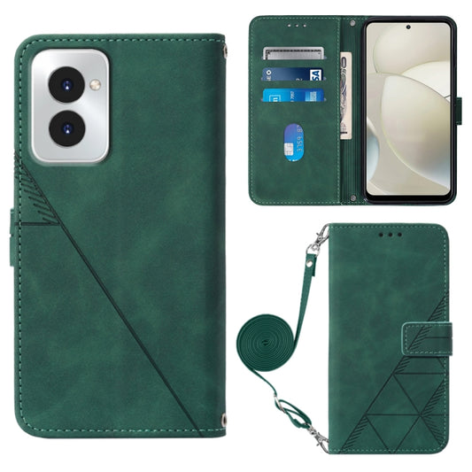 For Motorola Moto G Power 5G 2024 Crossbody 3D Embossed Flip Leather Phone Case(Dark Green) by buy2fix