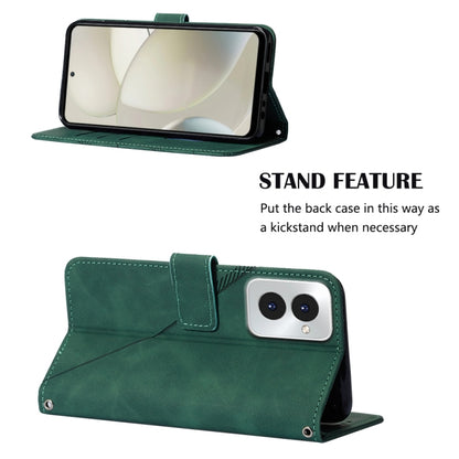 For Motorola Moto G Power 5G 2024 Crossbody 3D Embossed Flip Leather Phone Case(Dark Green) by buy2fix
