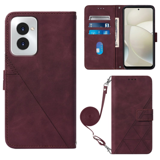 For Motorola Moto G Power 5G 2024 Crossbody 3D Embossed Flip Leather Phone Case(Wine Red) by buy2fix