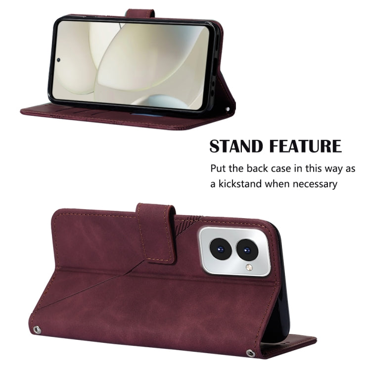 For Motorola Moto G Power 5G 2024 Crossbody 3D Embossed Flip Leather Phone Case(Wine Red) by buy2fix