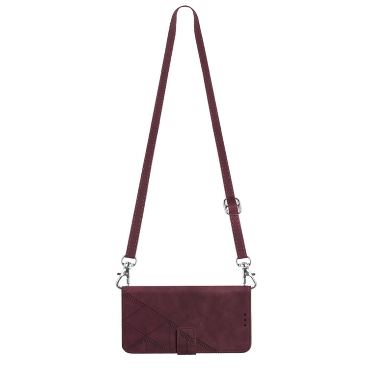 For Motorola Moto G Power 5G 2024 Crossbody 3D Embossed Flip Leather Phone Case(Wine Red) by buy2fix