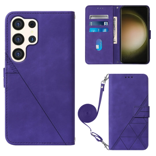 For Samsung Galaxy S24 Ultra 5G Crossbody 3D Embossed Flip Leather Phone Case(Purple)