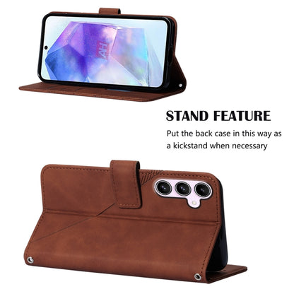 For Samsung Galaxy A55 Crossbody 3D Embossed Flip Leather Phone Case(Brown) by buy2fix
