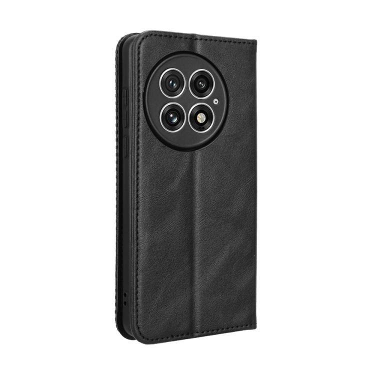 For OnePlus 13 5G Magnetic Buckle Retro Texture Leather Phone Case(Black) - OnePlus Cases by buy2fix | Online Shopping UK | buy2fix