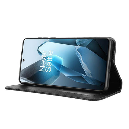 For OnePlus 13 5G Magnetic Buckle Retro Texture Leather Phone Case(Black) - OnePlus Cases by buy2fix | Online Shopping UK | buy2fix