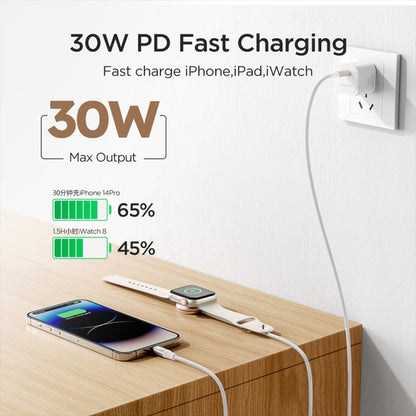 JOYROOM S-IW012 2 in 1 USB to 8 Pin + Magnetic Watch Wireless Charging Data Cable, Cable Length: 1.5m(White) - Multifunction Cable by JOYROOM | Online Shopping UK | buy2fix
