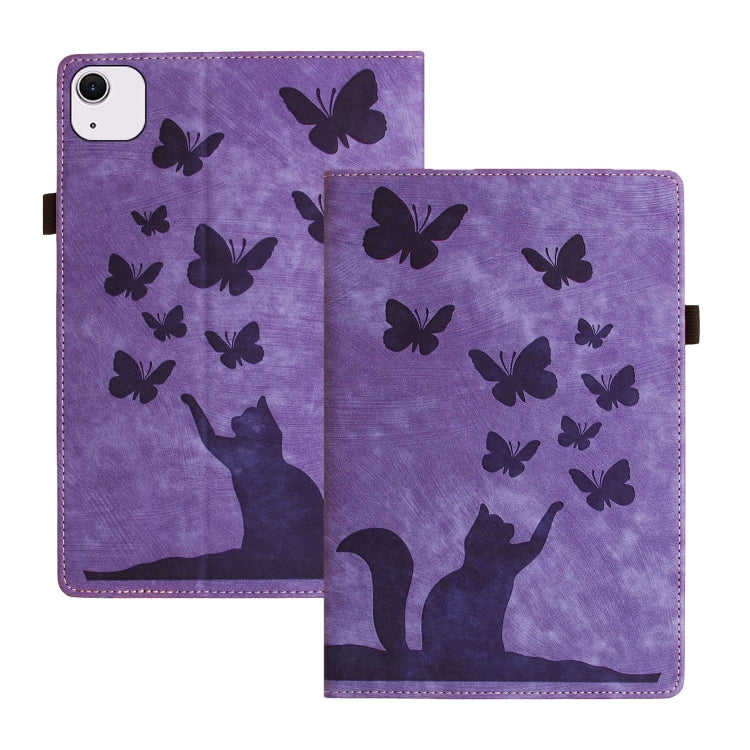 For iPad Air 11 2024 / Air 11 2025 Butterfly Cat Embossing Leather Tablet Case(Purple) - iPad Air 11 2025 / 2024 Cases by buy2fix | Online Shopping UK | buy2fix