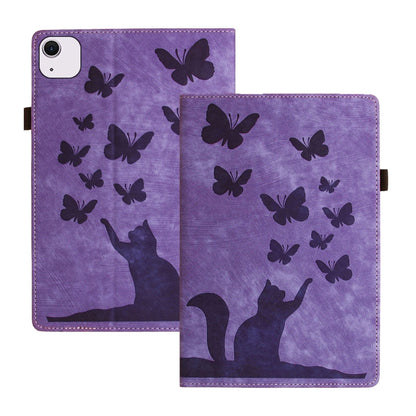 For iPad Air 11 2024 / Air 11 2025 Butterfly Cat Embossing Leather Tablet Case(Purple) - iPad Air 11 2025 / 2024 Cases by buy2fix | Online Shopping UK | buy2fix