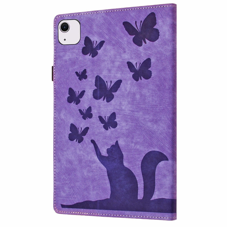 For iPad Air 11 2024 / Air 11 2025 Butterfly Cat Embossing Leather Tablet Case(Purple) - iPad Air 11 2025 / 2024 Cases by buy2fix | Online Shopping UK | buy2fix