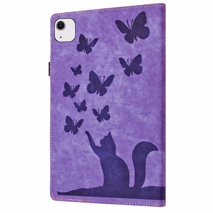 For iPad Air 11 2024 / Air 11 2025 Butterfly Cat Embossing Leather Tablet Case(Purple) - iPad Air 11 2025 / 2024 Cases by buy2fix | Online Shopping UK | buy2fix