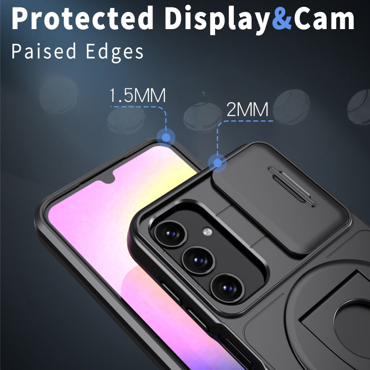 For Samsung Galaxy A15 5G Camshield MagSafe Ring Holder Armor Phone Case(Black) by buy2fix