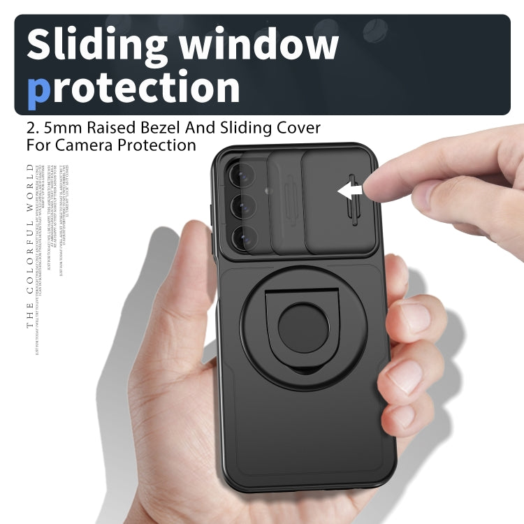 For Samsung Galaxy A15 5G Camshield MagSafe Ring Holder Armor Phone Case(Black) by buy2fix