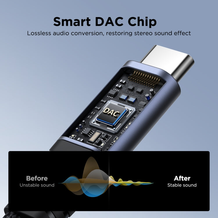 JOYROOM SY-C03 2 in 1 USB-C/Type-C to Dual USB-C/Type-C Audio Adapter Cable(Black) by JOYROOM