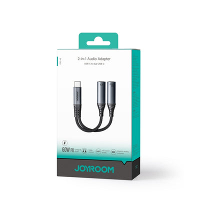 JOYROOM SY-C03 2 in 1 USB-C/Type-C to Dual USB-C/Type-C Audio Adapter Cable(Black) by JOYROOM