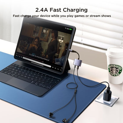 JOYROOM SY-L02 Transsion Series 2 in 1 8 Pin to Dual 8 Pin Audio Adapter(Black) by JOYROOM