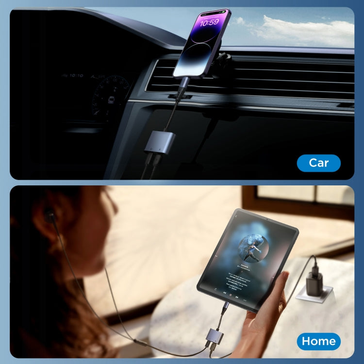 JOYROOM SY-L02 Transsion Series 2 in 1 8 Pin to Dual 8 Pin Audio Adapter(Black) by JOYROOM