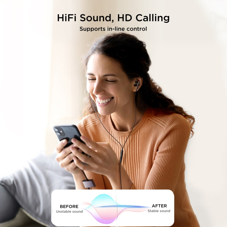 JOYROOM SY-L02 Transsion Series 2 in 1 8 Pin to Dual 8 Pin Audio Adapter(Black) by JOYROOM