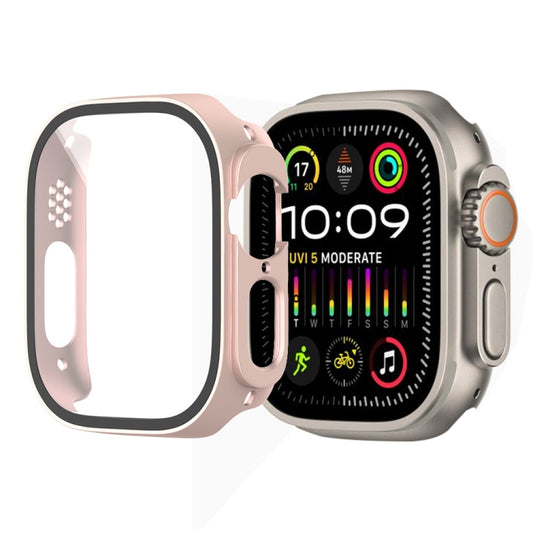 For Apple Watch Ultra 3 / 2 / 1 Ultra 49mm Painting PC Hybrid Tempered Film Integrated Watch Case(Rose Gold) by buy2fix