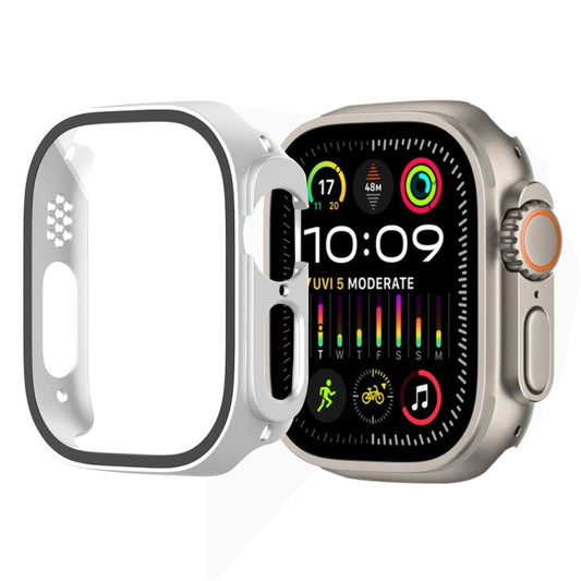 For Apple Watch Ultra 3 / 2 / 1 Ultra 49mm Painting PC Hybrid Tempered Film Integrated Watch Case(Silver) by buy2fix