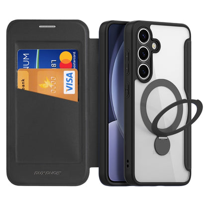 For Samsung Galaxy S25 5G DUX DUCIS Skin X Pro Series Magsafe Ring Holder Leather Phone Case(Black) by DUX DUCIS