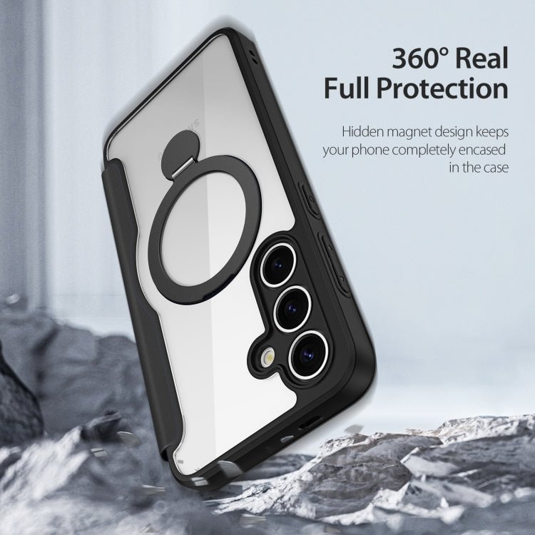 For Samsung Galaxy S25 5G DUX DUCIS Skin X Pro Series Magsafe Ring Holder Leather Phone Case(Black) by DUX DUCIS