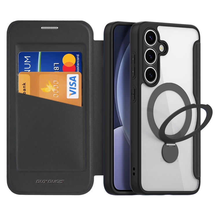 For Samsung Galaxy S25+ 5G DUX DUCIS Skin X Pro Series Magsafe Ring Holder Leather Phone Case(Black) by DUX DUCIS