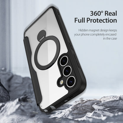 For Samsung Galaxy S25+ 5G DUX DUCIS Skin X Pro Series Magsafe Ring Holder Leather Phone Case(Black) by DUX DUCIS