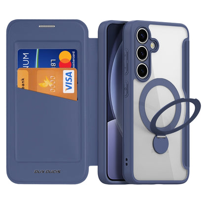 For Samsung Galaxy S25+ 5G DUX DUCIS Skin X Pro Series Magsafe Ring Holder Leather Phone Case(Blue) by DUX DUCIS