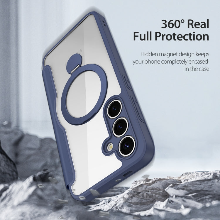 For Samsung Galaxy S25+ 5G DUX DUCIS Skin X Pro Series Magsafe Ring Holder Leather Phone Case(Blue) by DUX DUCIS