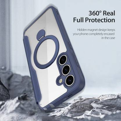 For Samsung Galaxy S25+ 5G DUX DUCIS Skin X Pro Series Magsafe Ring Holder Leather Phone Case(Blue) by DUX DUCIS