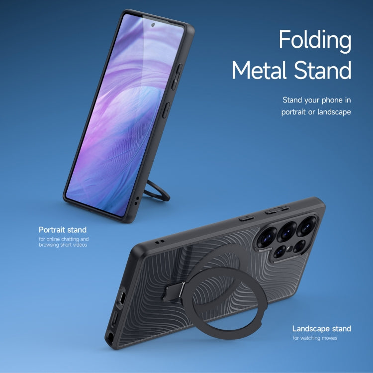 For Samsung Galaxy S25 Ultra 5G DUX DUCIS Aimo Mag Series MagSafe Ring Holder Frosted Phone Case(Black) by DUX DUCIS