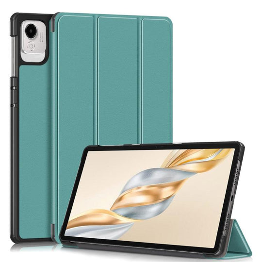 For Honor Pad X9a / X9 Pro Custer Pure Color 3-Fold Leather Tablet Case(Deep Green)