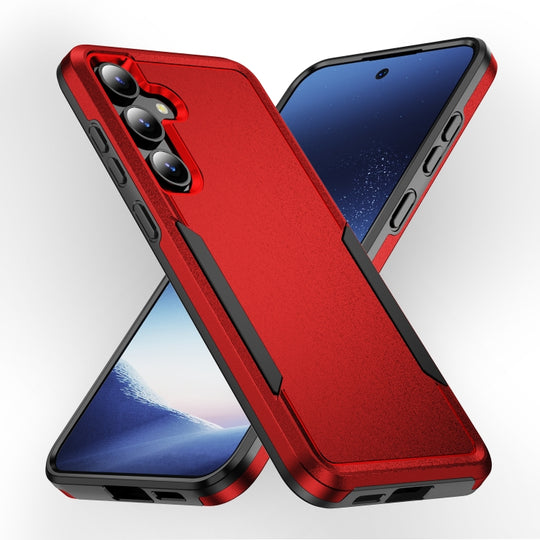 For Samsung Galaxy S24 5G Pioneer Armor Heavy Duty PC Hybrid TPU Phone Case(Red+Black)